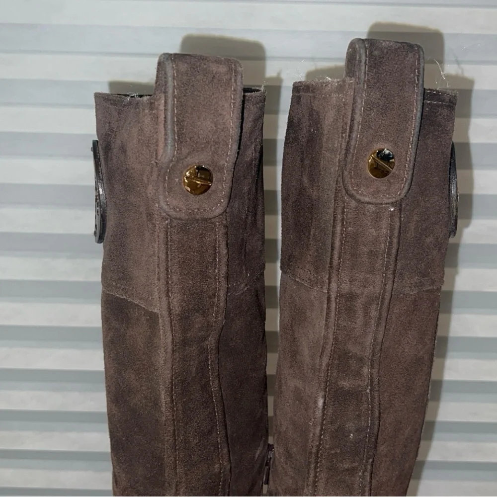 Tory Burch Dark Brown Suede Over the Knee Heel Boots